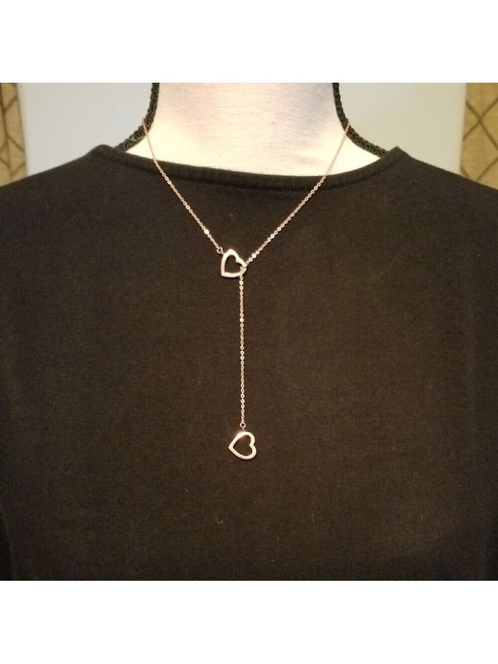Dangling Hearts 18" Rose Gold Plated Necklace